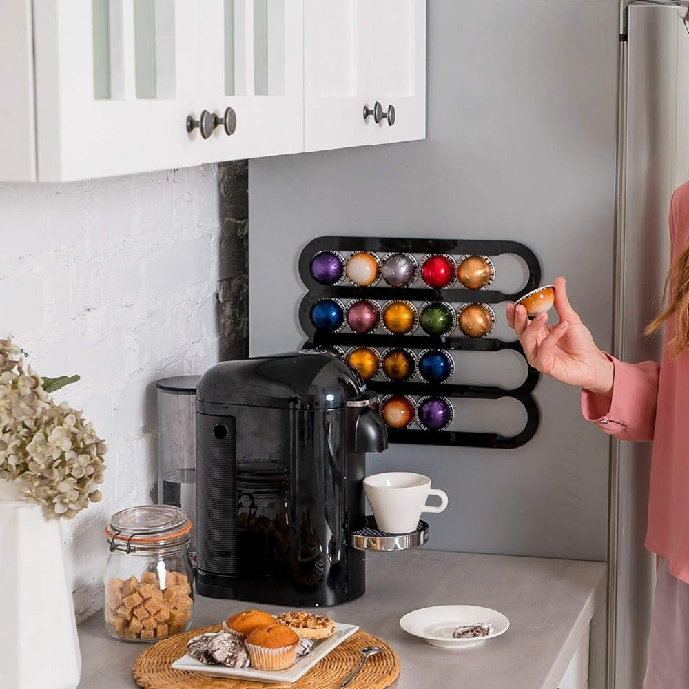 Magnetic Wall Mounted Coffee Pod Rack for Nespresso Vertuo Capsules Capsule Holder Black