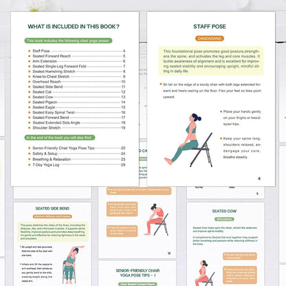 Chair Yoga Book Home Fitness Training Journal-Light Green