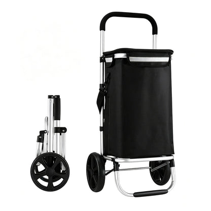 Folding Shopping Cart with Oxford Bag-Black