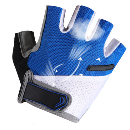 1 Pair Cycling Half Finger Bike Gloves With Anti Slip Pad For Unisex-Blue