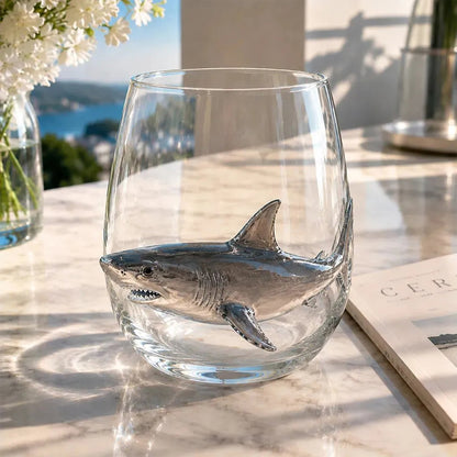 Handcrafted Marine Animal Glass Cup for Bar Home-Shark