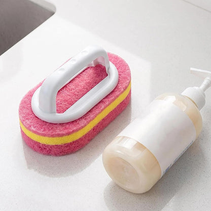 5 Piece Multi Layer Sponge Cleaning Brush Set for Kitchen Bathroom - Red