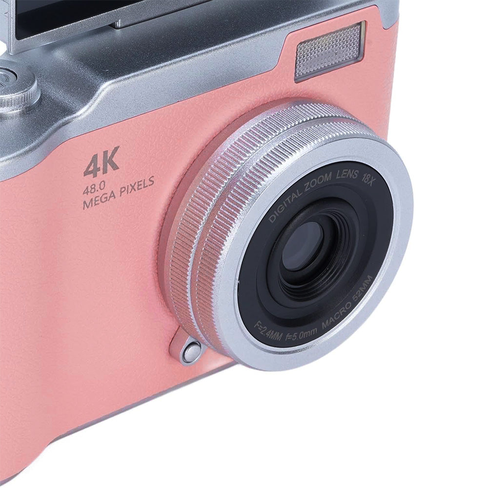 HD 1080P Retro Digital Camera with 2.4-inch Flip Screen for Photos & Video Pink