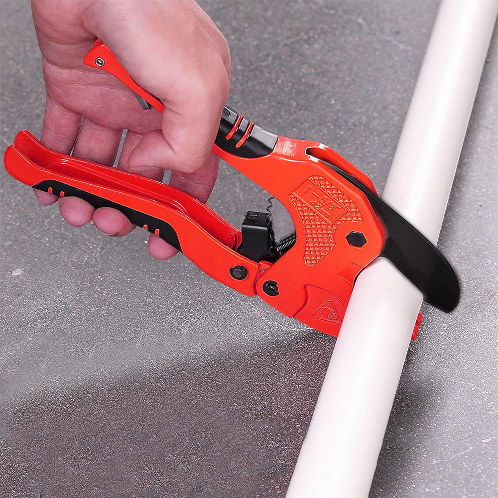 42mm PVC PPR Pipe Cutter with SK5 Steel Blade and Locking Latch - Red