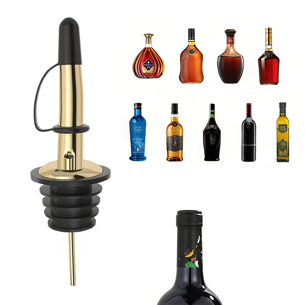 12Pcs Stainless Steel Non Drip Wine Pourers with Dust Caps-Gold