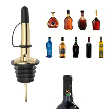 12Pcs Stainless Steel Non Drip Wine Pourers with Dust Caps-Gold