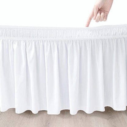 Wrap Around Bed Skirts Dust Ruffles Bed Skirt with Adjustable Elastic Belt White