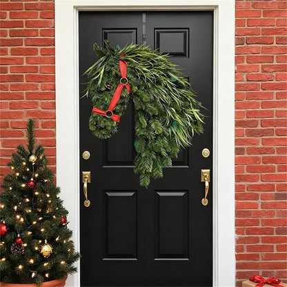 Artificial Horse Head Shaped Christmas Wreath for  Wall Decor - Style2