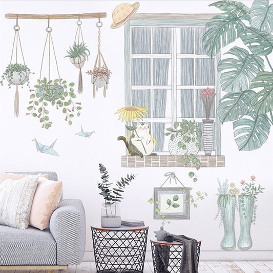 Self-adhesive Removable Green Leaves Plant Wall Sticker Home Decor-Style 4