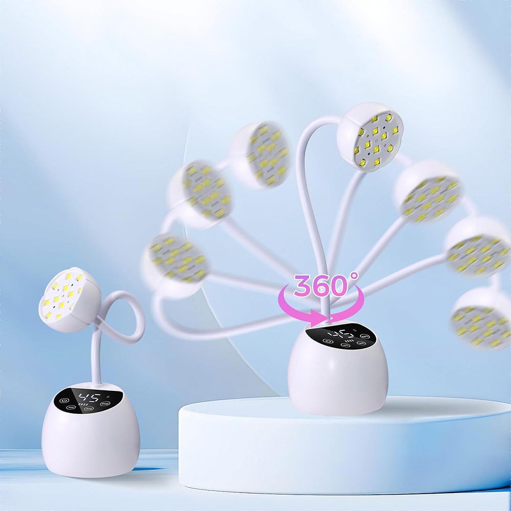 UV LED Nail Lamp Mini Cordless Gel Dryer With Adjustable Gooseneck For Gel Nails White