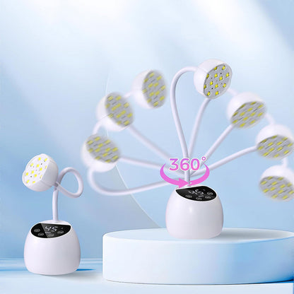 UV LED Nail Lamp Mini Cordless Gel Dryer With Adjustable Gooseneck For Gel Nails White