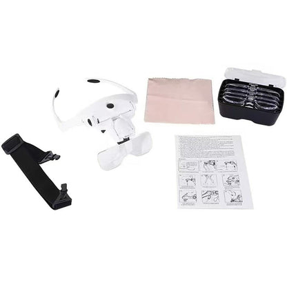 2Pcs USB Rechargeable LED Head Optical Glasses for Reading and Crafting