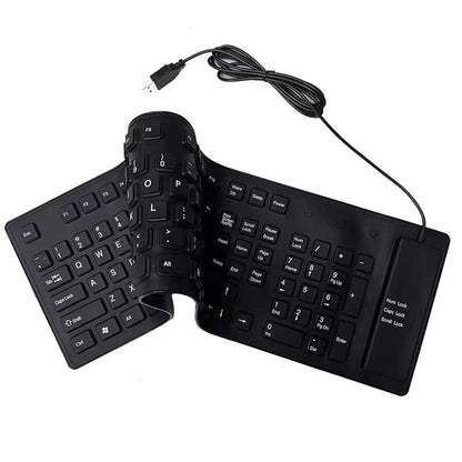 Waterproof Silicone Foldable Flexible Full Size USB Keyboard - 109-key