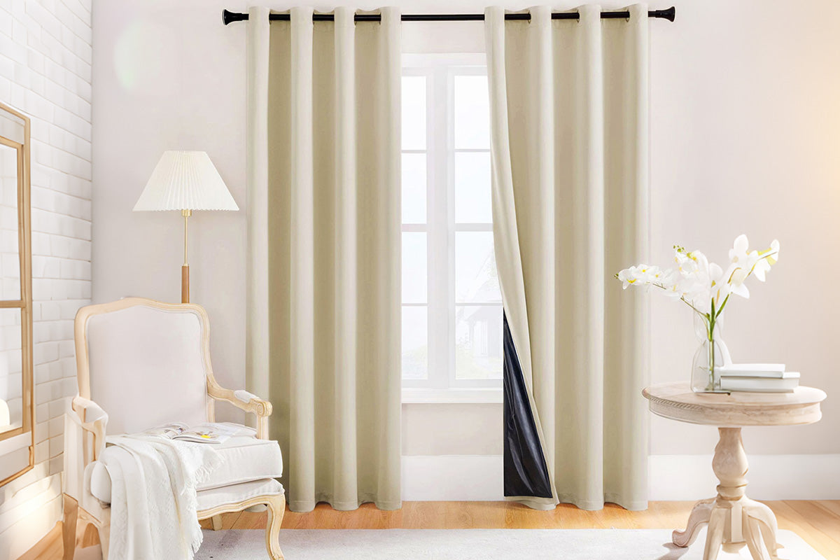 2 Pack 100 Percent Blackout Curtains - Beige