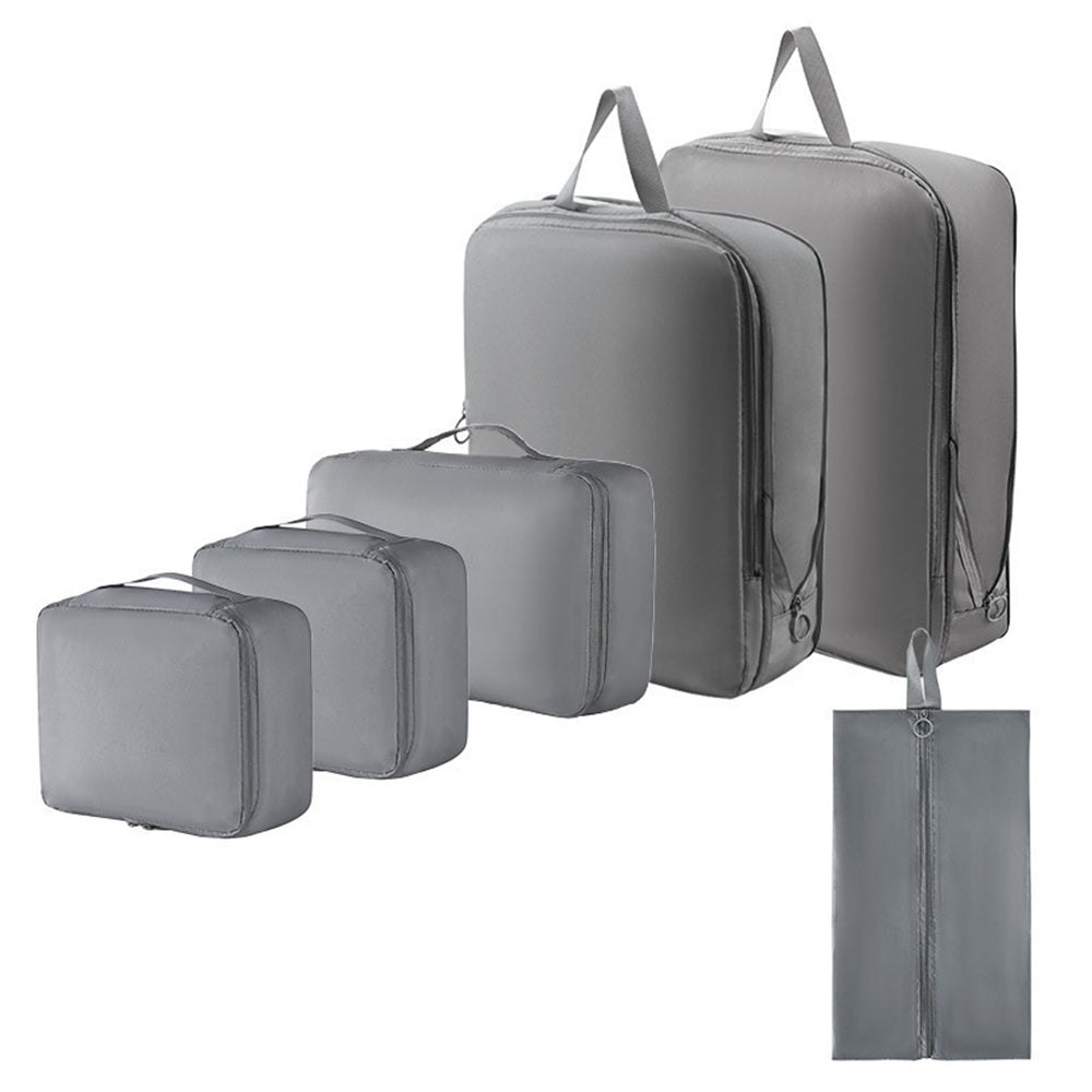 6Pcs Set Packing Cubes for Suitcases Travel Luggage Organizers Clothing Sorting Bags Grey