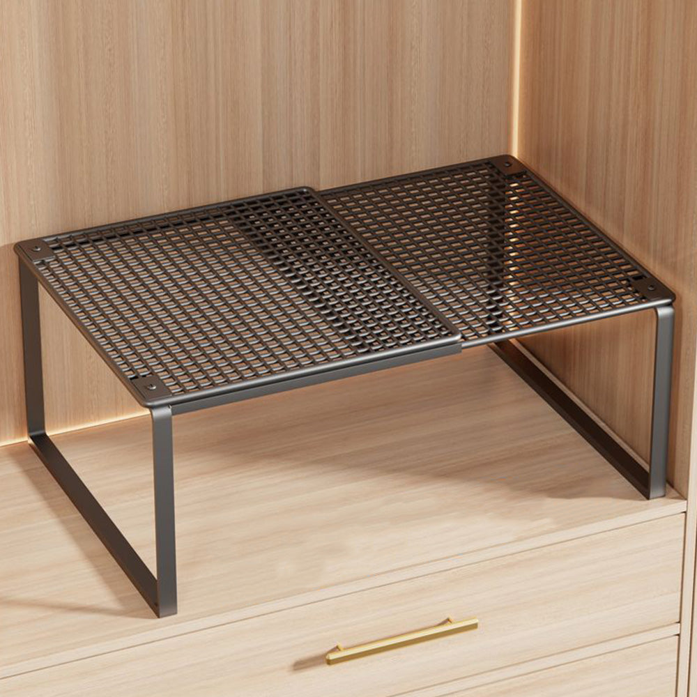 Expandable Carbon Steel Closet Shelf and Adjustable Storage Rack - Black