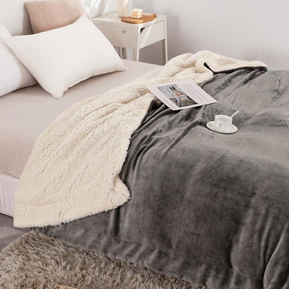 Soft Double-Sided Throw Blanket  Fuzzy Warm Reversible Blanket for Couch Bed Sofa Grey