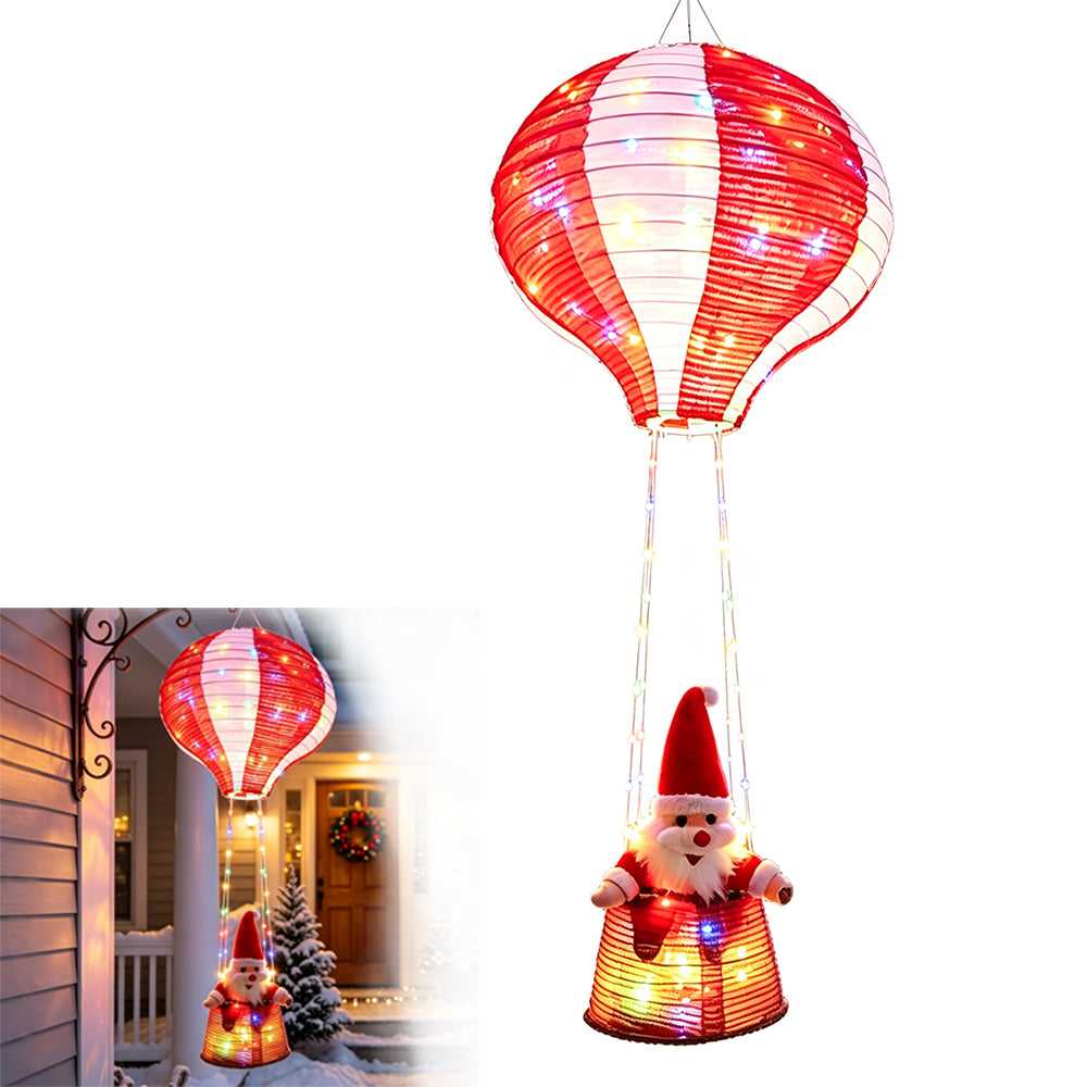 Christmas Santa Claus Hot Air Balloon with Light String - Colorful Light