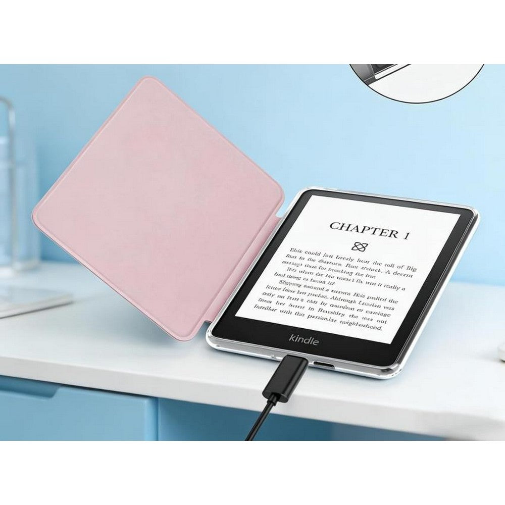 Acrylic Protection Case for Kindle 2024/2022 KPW5 KPW6 with Magnetic Closure-Pink