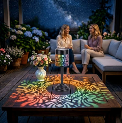 Outdoor Solar Cutout Metal Table Lantern for Patio and Garden - Mixed Color