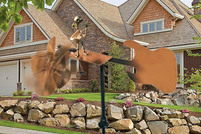 Handmade Drummer Windmill Metal Rock Band Windmill for Yard Lawn Garden Patio Decor -Guitar-Shaped Windmill
