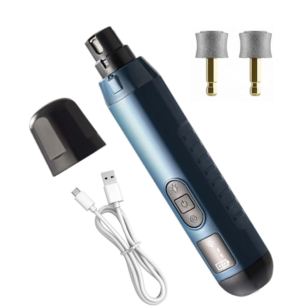 Electric Pet Nail Grinder for Dogs Cats with 5 Speeds LED Light Super Quiet-Blue