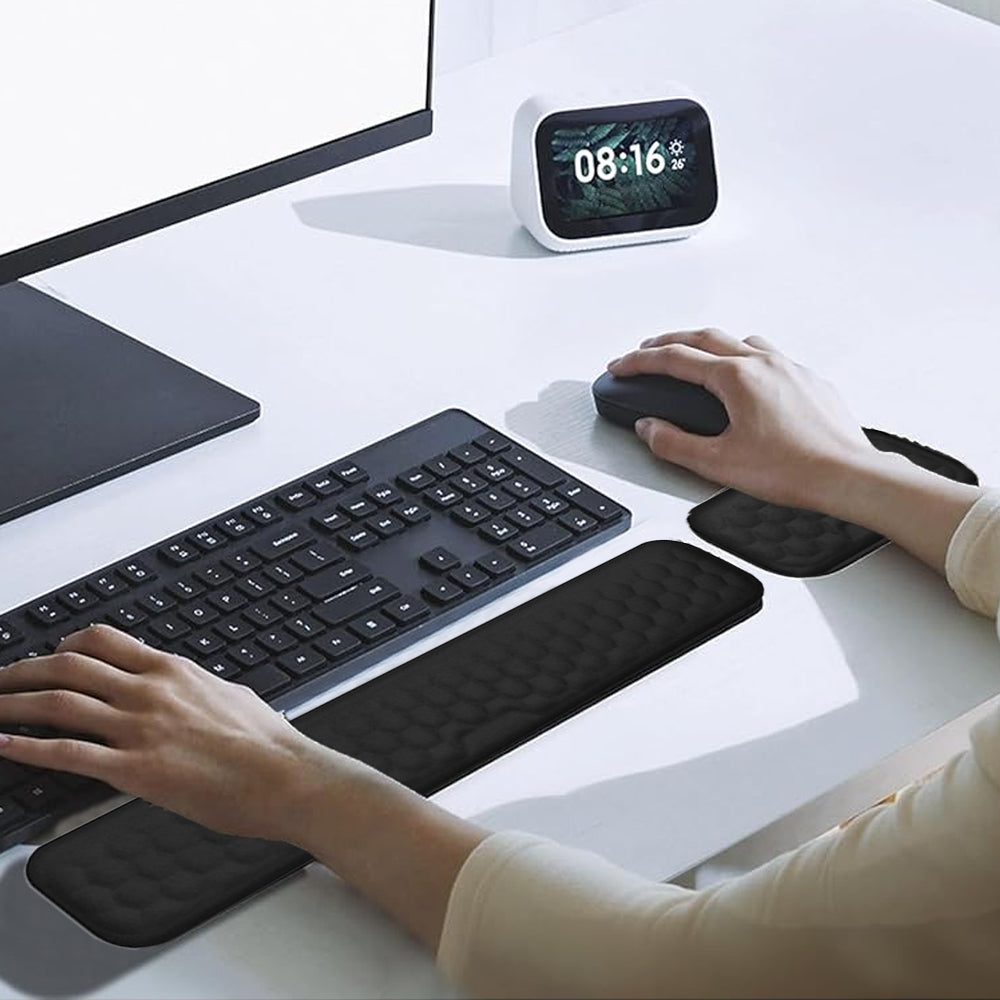 Ergonomic Wrist Rest Set for Keyboard and Mouse Computer Wrist Support Pads Arm Cushion for Typing Black