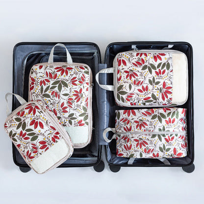 4Pcs Travel Compression Packing Cubes Expandable Luggage Organizers Berry