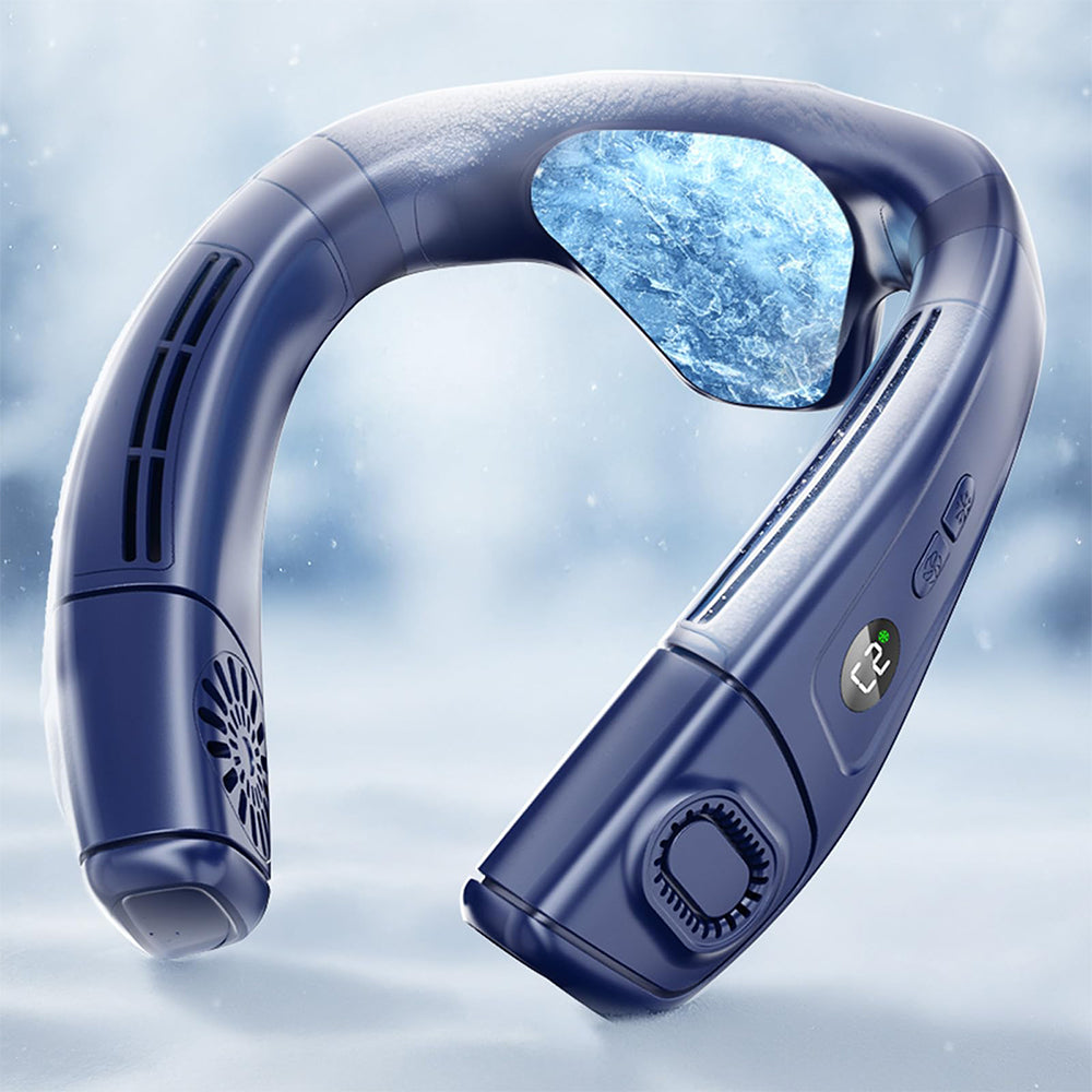 Wearable Neck Fan with Semiconductor Cooling - Blue