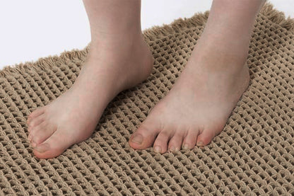 Waffle Bath Mat Super Absorbent Non Slip Bathroom Rug Rubber Backed Bath Rug -Brown