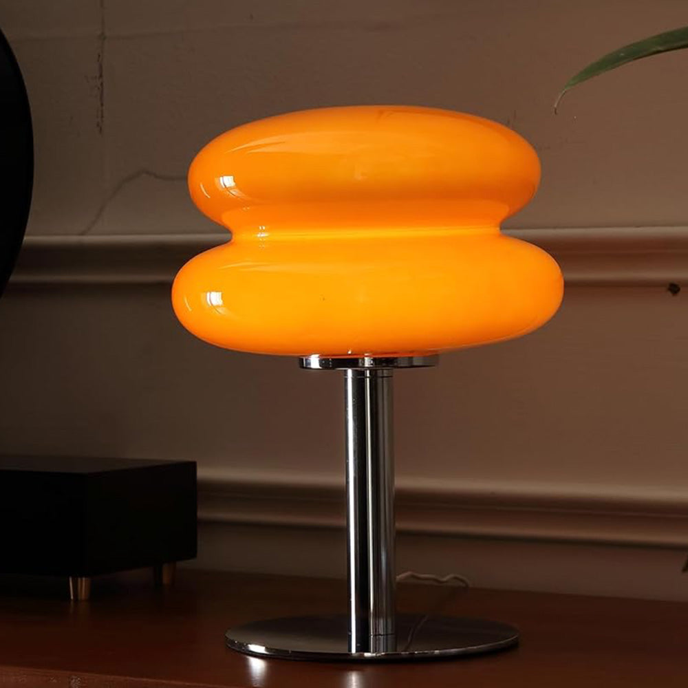 Mid Century Modern Egg Tart Nightstand Lamp Dimmable Bedside Light Orange