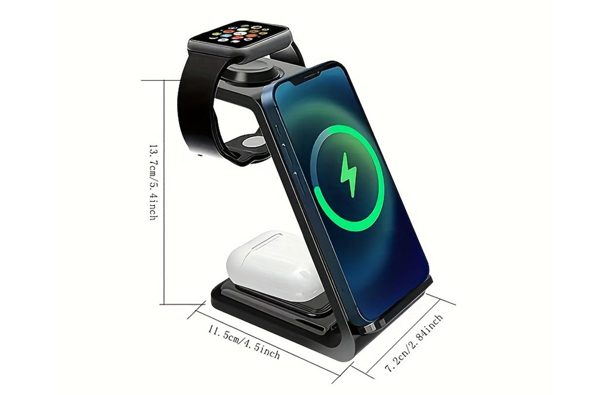 3 in 1 Wireless Charger Dock Charging Station - Black
