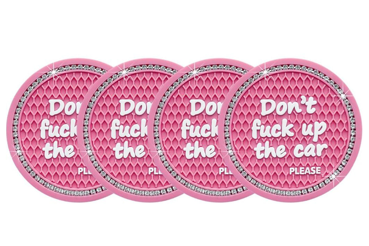 4Pcs Bling Cup Holder Coasters Auto Cup Holder Inserts Anti-Slip for Women Girls -Pink