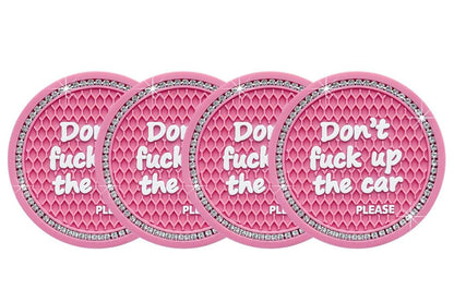 4Pcs Bling Cup Holder Coasters Auto Cup Holder Inserts Anti-Slip for Women Girls -Pink