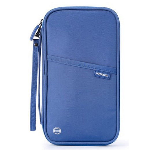 RFID Block Waterproof Travel Passport Credit ID Wallet Purse Case Blocking Document Organizer Bag Card Holder -Blue