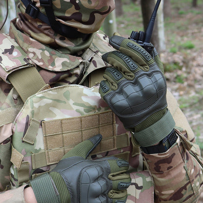 Full Finger Touch Screen Tactical Gloves Hard Knuckle Mitt for Motor Cycle Biking Racing Sports Green