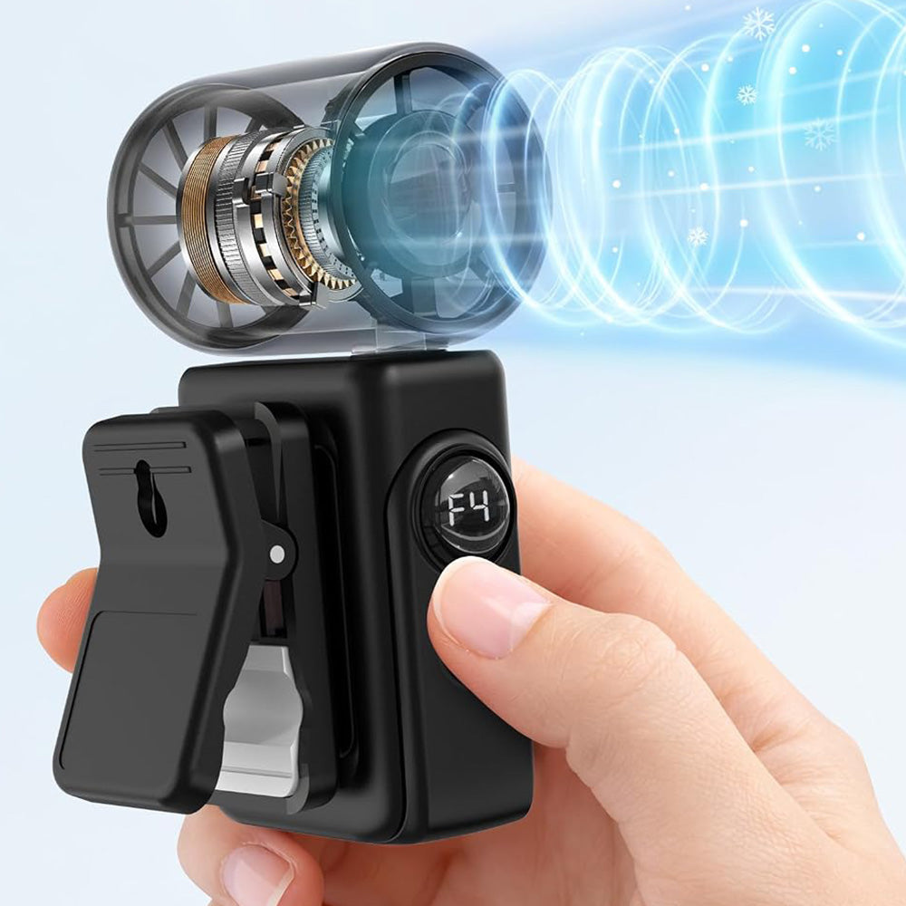 Clip On Handheld Turbo Fan with LED Display 4 Speeds and 180 Degree Tilt - Black
