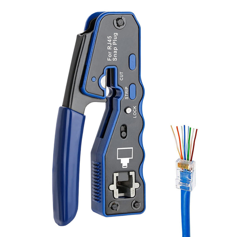 RJ45 Crimp Tool Pass Thru Ethernet Crimper for Cat5e Cat6 Cat6a 8P