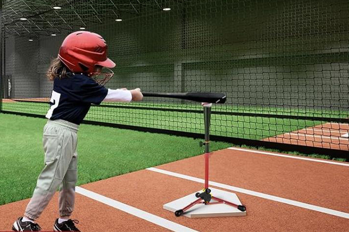 Baseball Softball Tee Batting Tee for Hitting Tripod Tanner Tee for Baseball Practice-Red