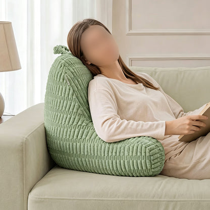 Bedside Backrest Cushion with Armrests Pocket and Washable Cover - Green