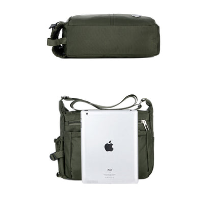 Water-Resistant Messenger Bag for Men Lightweight Travel Crossbody Sling Bag-Green