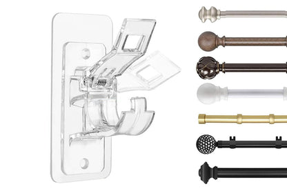 4 Piece Self Adhesive Curtain Rod Brackets Invisible Holders - Clear
