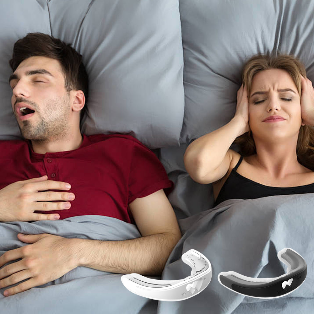 Set of 2Pcs Stop Snoring Mouth Guard Aid Snore Stopping Mouthpiece Anti Snore Grinding Black
