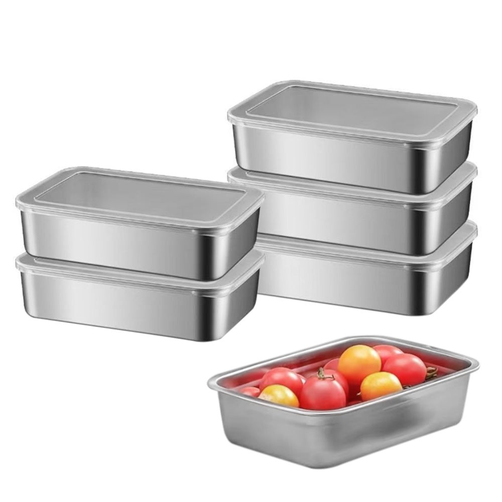 5Pcs Stainless Steel Food Storage Containers with Lids for Picnic Travel