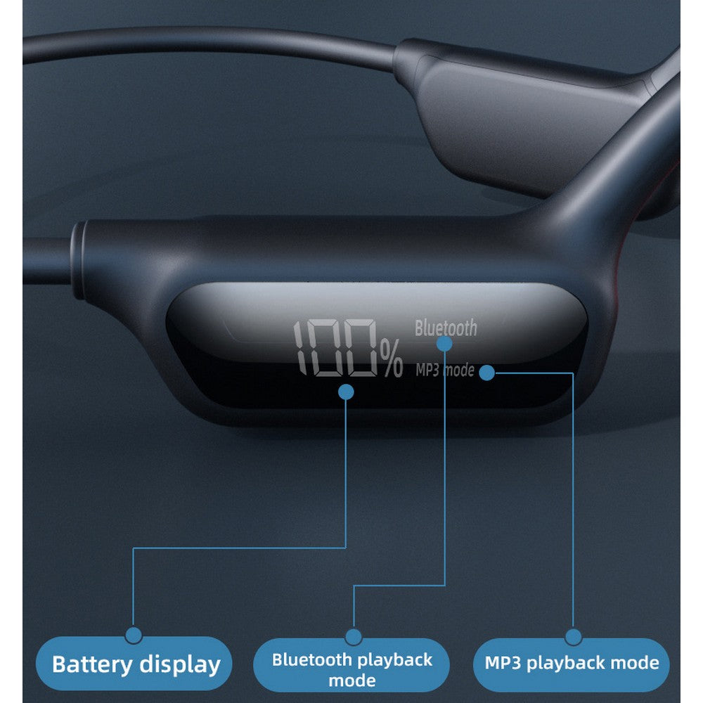 Wireless Bone Conduction Headphones Swimming Sports Bluetooth Headset-Black