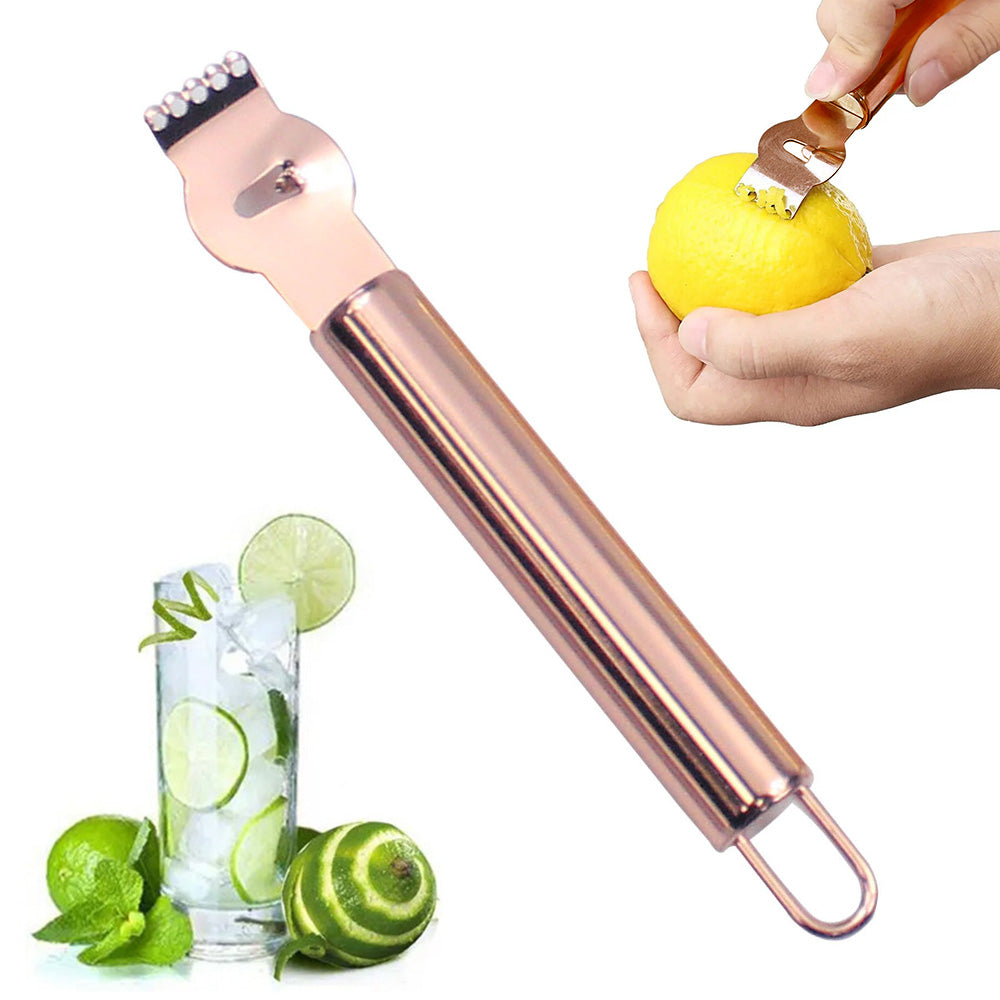 Stainless Steel Citrus Zester Grater Peeler with Channel Knife for Kitchen Rose Gold