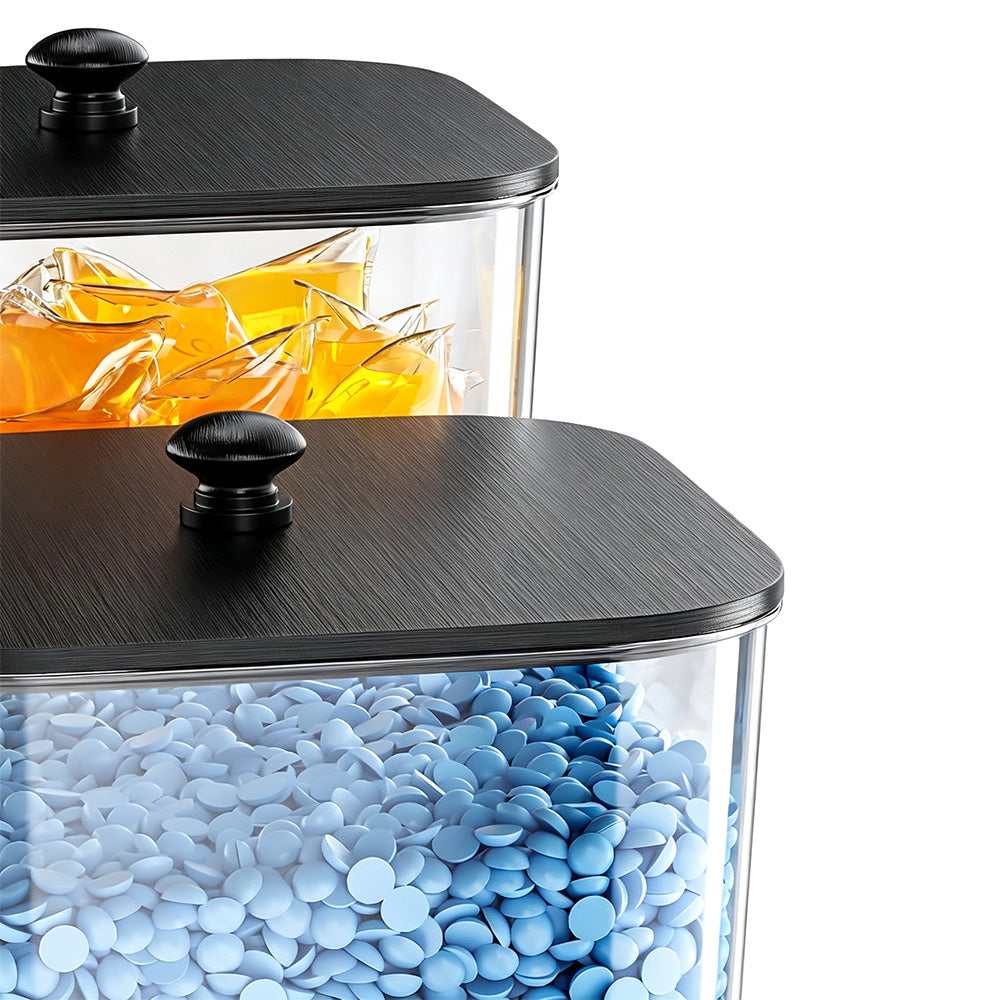 4Pcs Clear Laundry Storage Containers with Airtight Wooden Lids-Black