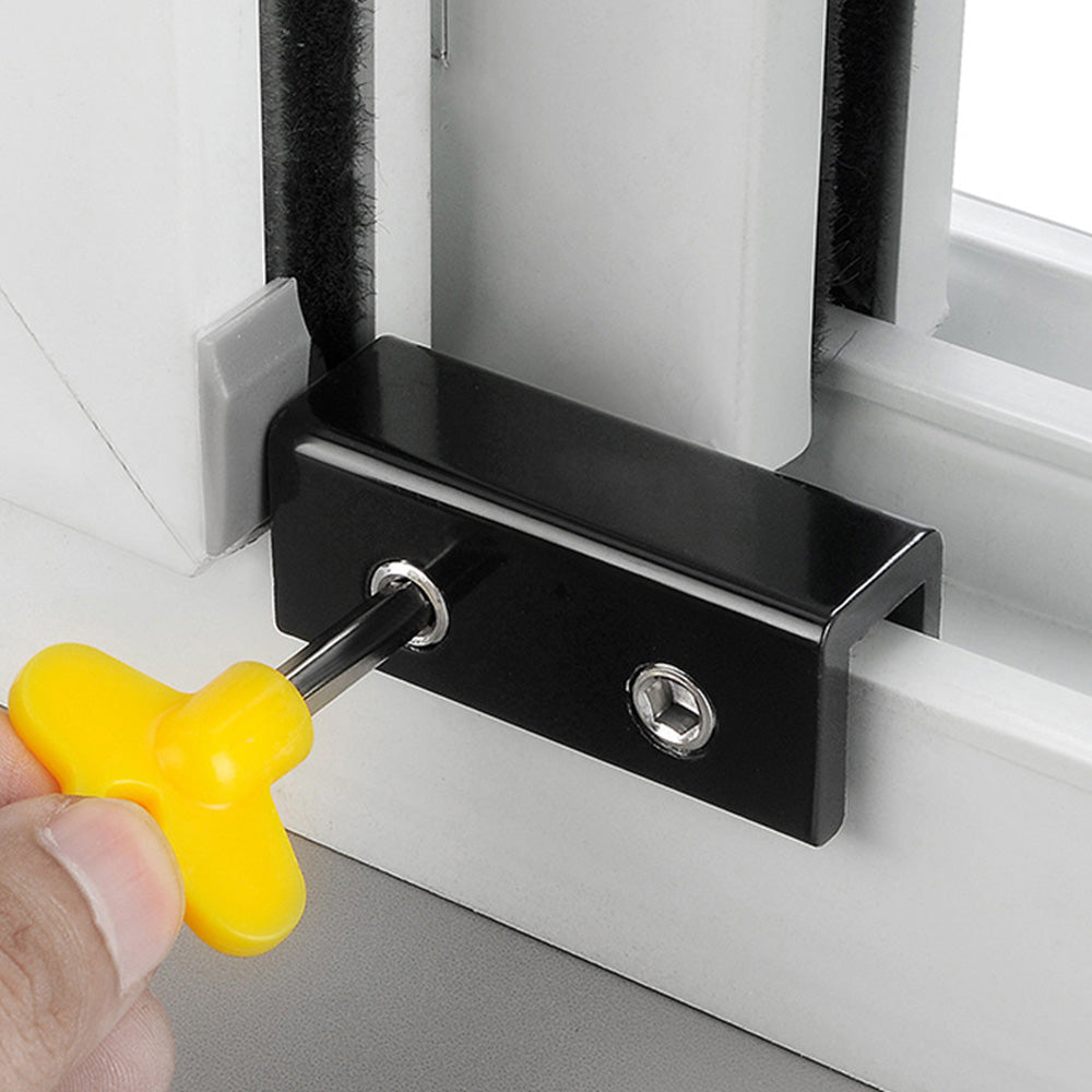 4 Pack Sliding Window Locks with Key for Vertical Horizontal Sliding Windows Doors-Black