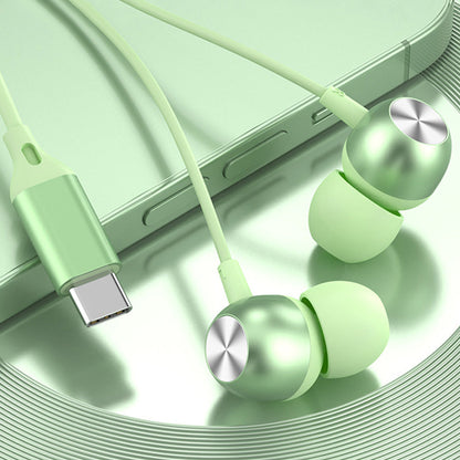 USB-C 3.5MM Wired Headphones In-Ear Earbuds with Microphone Green