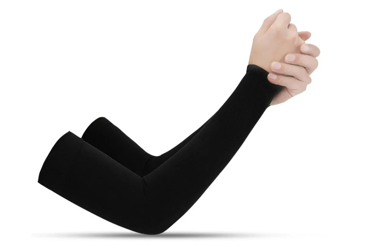 3 Pair 40cm Straight Nylon Spandex Cooling Arm Sleeves - Black